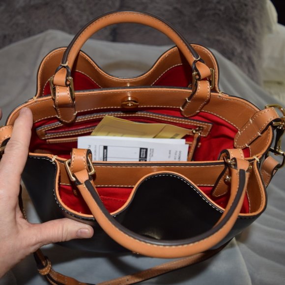 Dooney & Bourke Wexford Leather Small Brenna Black & Tan - Picture 6 of 8